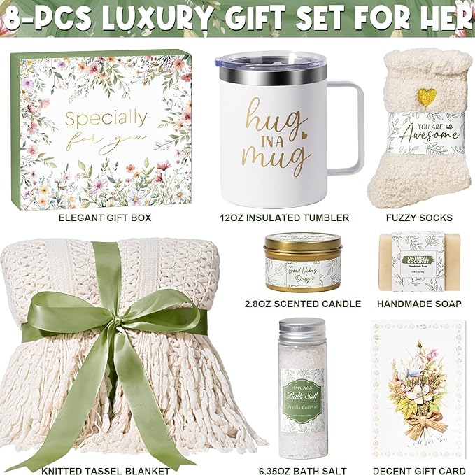 Self Care Gifts for Women Get Well Soon Gifts, Mothers Day Birthday Gifts for Women Care Package, Sympathy Gift Baskets Spa Gifts Thinking of You Inspirational Gifts for Mom Her Sister Grandma Friends