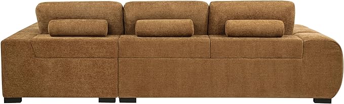 Coaster Home Furnishings - Octavia - Wood - Upholstered Sectional Sofa with Waterfall Seating, Grid Tufting, Reversible Back Cushions and Accent Pillows - Living Room - Amber - 509340