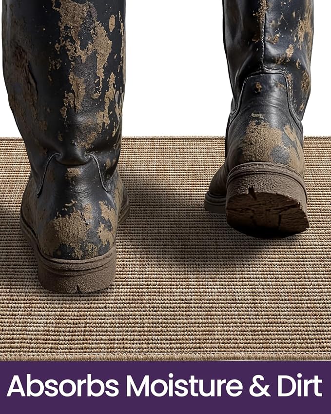 DEXI Dirt Trapper Door Mat, 48x72 Washable Doormat, Dirt Resistant and Absorbent, Easy Clean Low-Profile Floor Rugs for Entryway, Front Door, and Inside Entrance, Beige - Image 4