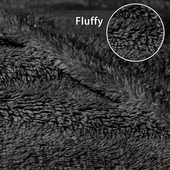 Exclusivo Mezcla Soft Fleece Throw Blanket for Couch, Super Soft Velvet Plush Fleece Blankets, Fuzzy Cozy and Warm for Winter, 50x60 Inches, Dark Grey