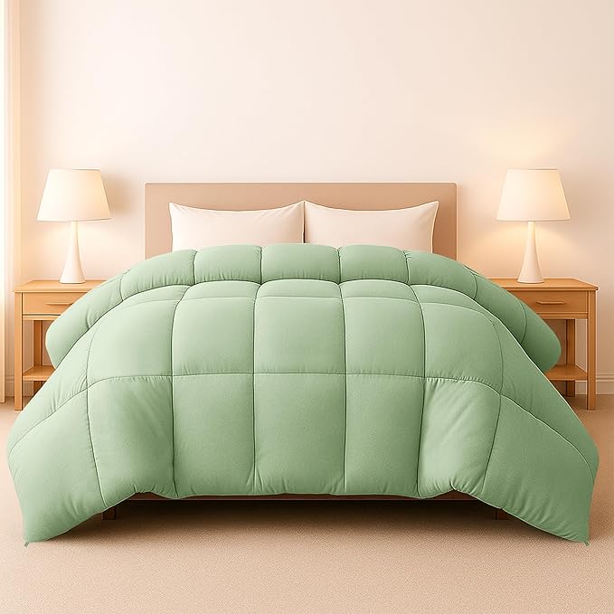 LUX Décor Queen Comforter – 88x88 Ultra-Soft Down Alternative Duvet Insert with Corner Tabs & Box Stitching, Hotel Quality Plush Microfiber Bedding, Oeko-TEX Certified - Sage