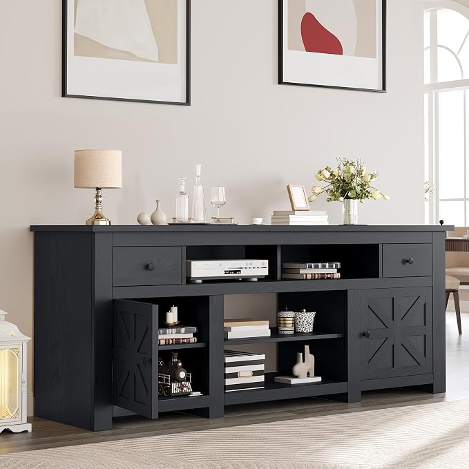 YITAHOME TV Stand for 75/80 Inch TV, Entertainment Center, TV Cabinet with Drawers and Power Outlet, Black TV Console for Living Room Furniture (70 Inch Lenght 30 Inch High) | with Drawers, Power Outlet, Furniture - Image 3