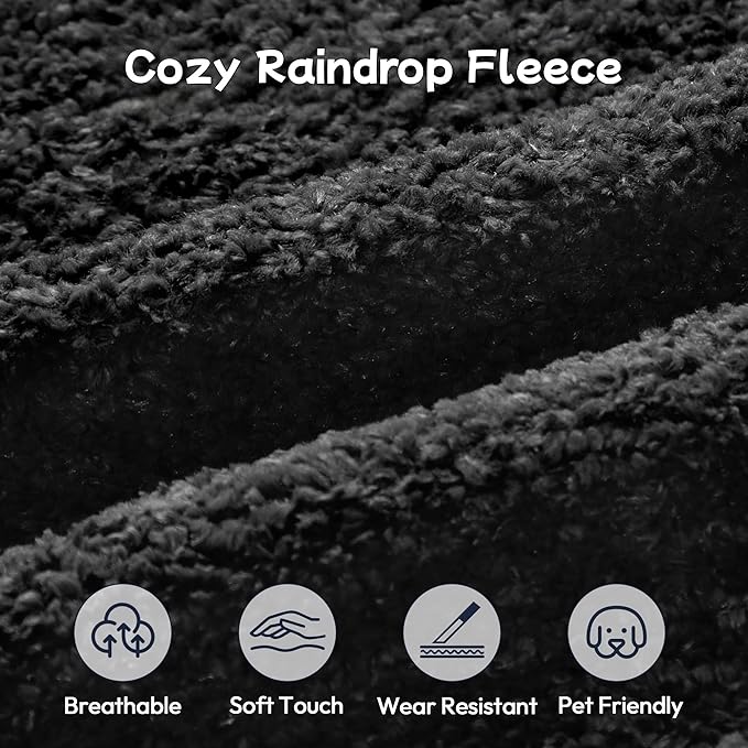 104” Sectional Cloud Couch, L-Shape Compressed Sofa with Left Chaise Lounge, Modern Modular Cloud Couches with 2 Pillows & Deep Seat, Rain Drop Velvet Floor Sofa for Living Room, Black