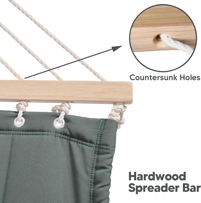 SUNCREAT Standing Hammock with 15 ft Stand, Hammocks for Outside, Gray Green - Image 6