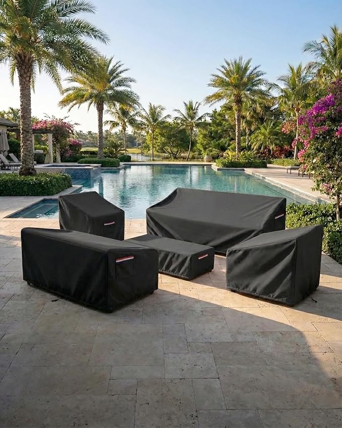 Waterproof Patio Chair Covers, 26W x 27D x 34.3H inches Heavy Duty Outdoor Furniture Protection Cover Weather Resistant 600D Oxford 2-Pack, Black - Image 2