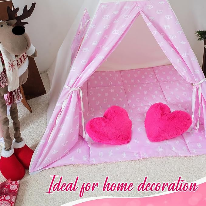 Marsui 2 Pcs Heart Throw Pillows, Soft Fluffy Faux Fur Decorative Hearts Shaped Pillows for Living Room Sofa Bed, Cute Heart Themed Gift for Women(Rose Red,11.81 x 11.02 Inch)