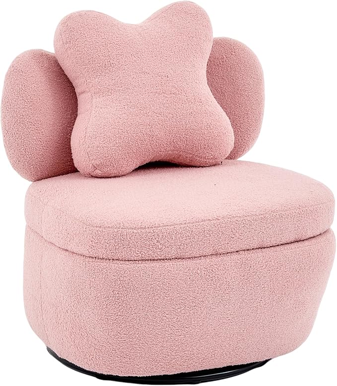 Teddy Velvet Swivel Accent Chair with Storage, 360° Rotating Ergonomic Armchair, Scratch-Resistant Upholstered Sofa Chair for Living Room, Bedroom, Nursery, Apartment or Small Spaces, 300 lbs Capacity