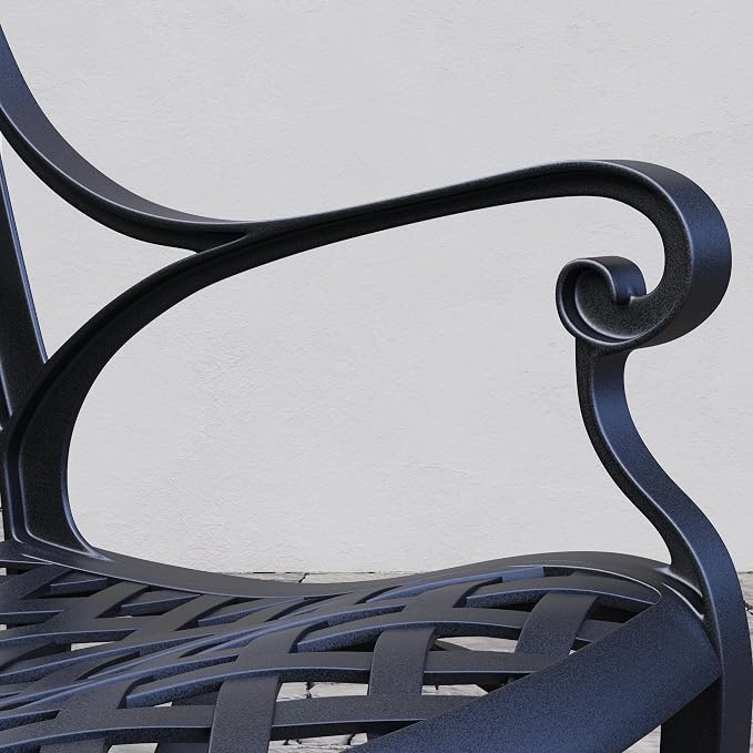 Homestyles Sanibel Black Stationary Cast Aluminum Outdoor Dining Chair, 2 Piece Patio Chairs, Set of 2 Garden Chairs with Armrest & Backrest for Garden Patio Pool Beach Yard, Black - Image 16