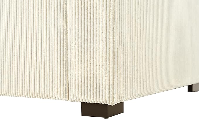 Christopher Knight Home Larrz Oversized Chaise Lounge Chair Indoor, Corduroy Upholstered Sleeper Sofa Couch, Durable Wood Frame, Deep Seat Reading Chair with 2 Throw Pillows and Armrests, Beige