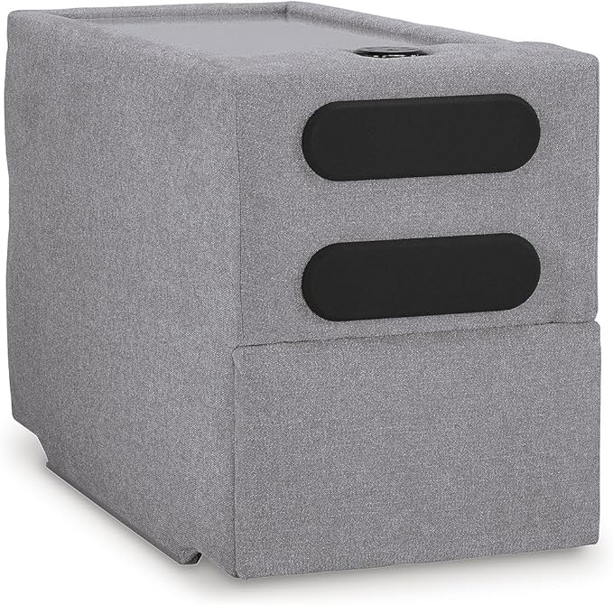 Signature Design by Ashley Modern Modmax Stain Resistant L-Shape Symmetrical 7-Piece Balanced Sectional with Audio and Storage Consoles, Gray