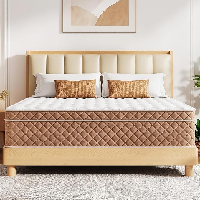 King Mattress, Medium Firm Memory Foam Bed Mattress, Fiberglass Free, CertiPUR-US Certified Safe Materials, Foam and Spring, King Size Mattress in a Box, (12 in King)