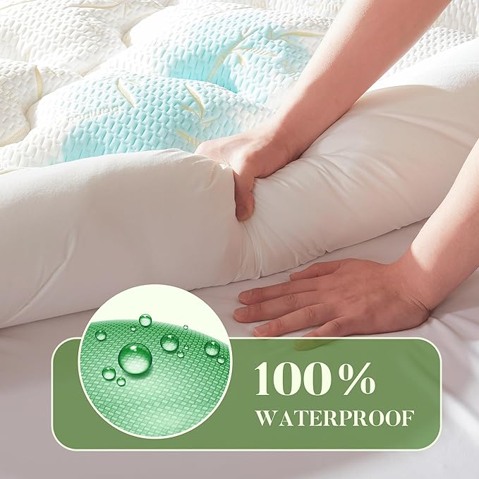 PRIMESOFT 100% Waterproof Twin XL Size Mattress Topper, Thick Pillow Top Mattress Pad，Up to 21 Inch Deep Pocket,Soft Breathable Mattress Pad for Back Pain,Protector Cover(Beige)