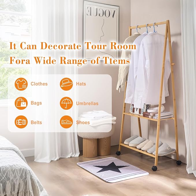 VECELO Coat Rack Freestanding, Entryway Hanger Stand, Umbrella Holder, Hall Tree With Hooks, Floor Standing Metal Tree Stand,Oak - Image 6