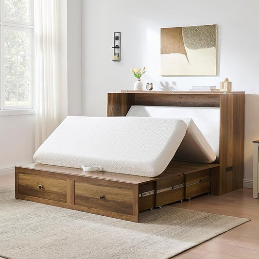 AMERLIFE 6-Inch Twin Tri-Fold Memory Foam Mattress, Foldable Guest Bed with Washable Cover, Space-Saving Mattress for Murphy Bed, Home Use, White