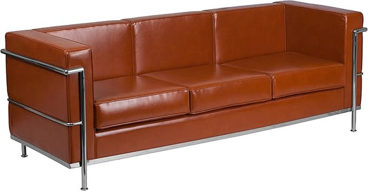Flash Furniture HERCULES Regal Series Contemporary Cognac LeatherSoft Sofa with Encasing Frame