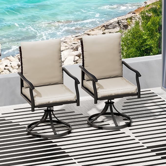 LEVELEVE 2-Piece Swivel Dining Chairs, Outdoor Patio Bistro Chairs for Lawn, Garden, Deck, Backyard & Porch (Matching Series for 5-Piece Set) - Image 2