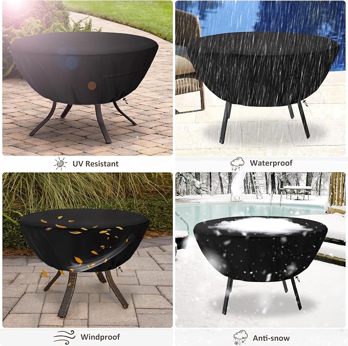Round Patio Table Cover,Suitable for 36 Inch Diameter Patio Round Table,Waterproof Heavy Duty Round Outdoor Coffee Table Cover,Black - Image 5