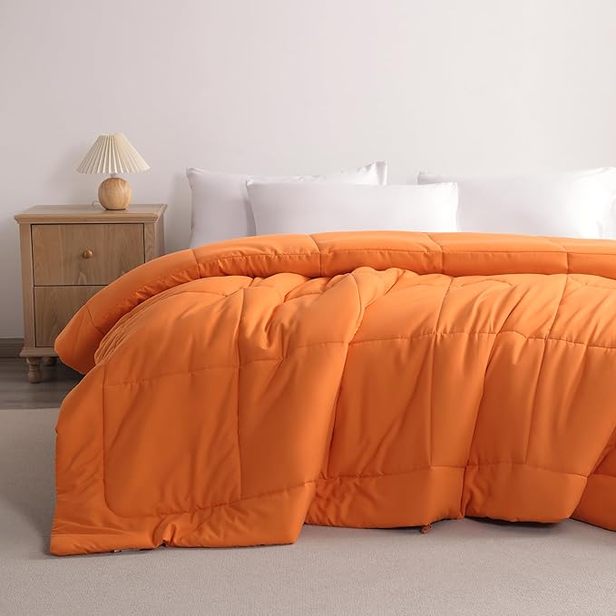 NTBAY King Comforter - Down Alternative Duvet Insert, All Season Bedding Quilted with Corner Tabs, Machine Washable, Soft Comforter Only, Orange