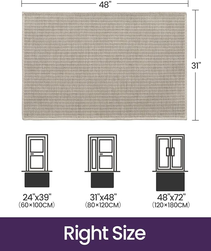 DEXI Dirt Trapper Door Mat, 31x48 Washable Doormat, Dirt Resistant and Absorbent, Easy Clean Low-Profile Floor Rugs for Entryway, Front Door, and Inside Entrance, Light Beige-Gray - Image 2