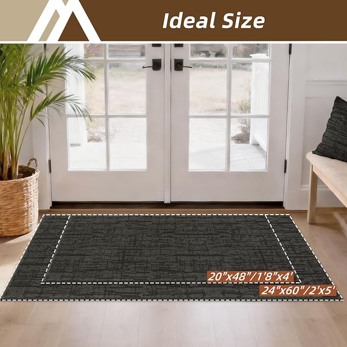 COSY HOMEER Door Mat 24" x 60" Non-Slip Washable Entryway Rug,Dirt Trapper Door Mat Indoor Entrance,Stain Resistant Absorbent Welcome Mats for Front Back Doormats and Wet Shoes,Dark Grey - Image 8