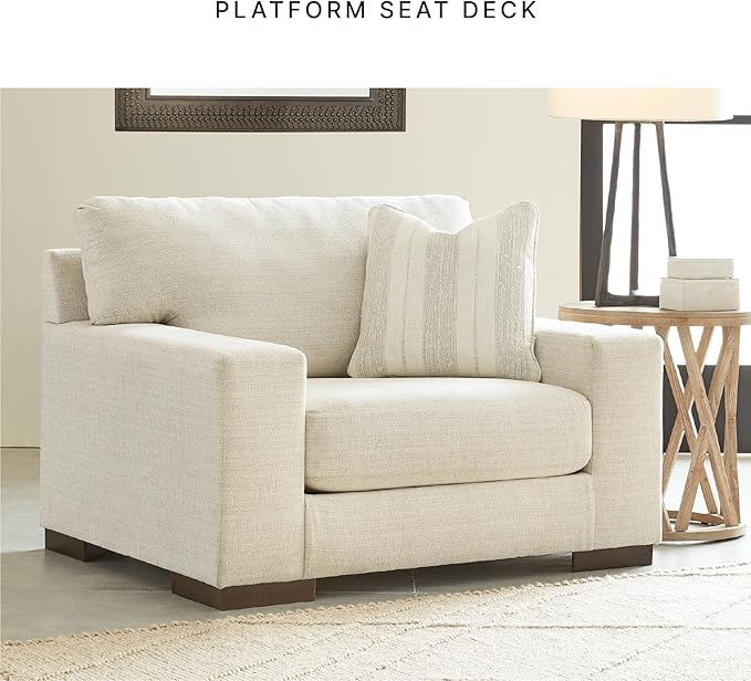 Signature Design by Ashley Maggie Contemporary Upholstered Chair and a Half, Beige