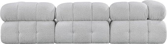 Meridian Furniture 611Grey-S102A Ames Collection Modern | Contemporary Modular Sofa with Rich Grey Boucle Fabric, Modular to Create Infinite Configurations, 102" W x 34" D x 28" H, Grey