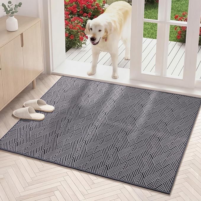 YIHOUSE Dirt Trapper Door Mat 32" x 47", Non-Slip Washable Entrance Mat, Dirt Resistant and Absorbent Welcome Mat, Low Profile Floor Mat for Front/Back Door, Entryway, Grey by YIHOUSE