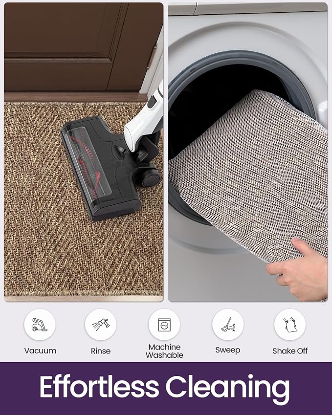DEXI Dirt Trapper Door Mat, 31x48 Washable Doormat, Dirt Resistant and Absorbent, Easy Clean Low-Profile Floor Rugs for Entryway, Front Door, and Inside Entrance, Brown - Image 9