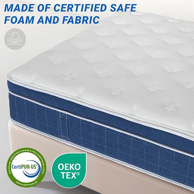 10″ Queen Hybrid Mattress – Soft & Supportive, Cooling Airflow Foam + Pocket Coils, Medium-Soft Comfort, Motion Isolation, CertiPUR-US, Fiberglass-Free
