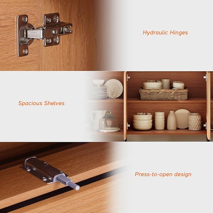 WAMPAT 2 Pieces Bedroom Set, Fluted Dresser and Nightstand Set, Wood Storage Cabinet and Nightstands with Charging Station, Wide Storage Organizer Cabinet for Bedroom, Mocha