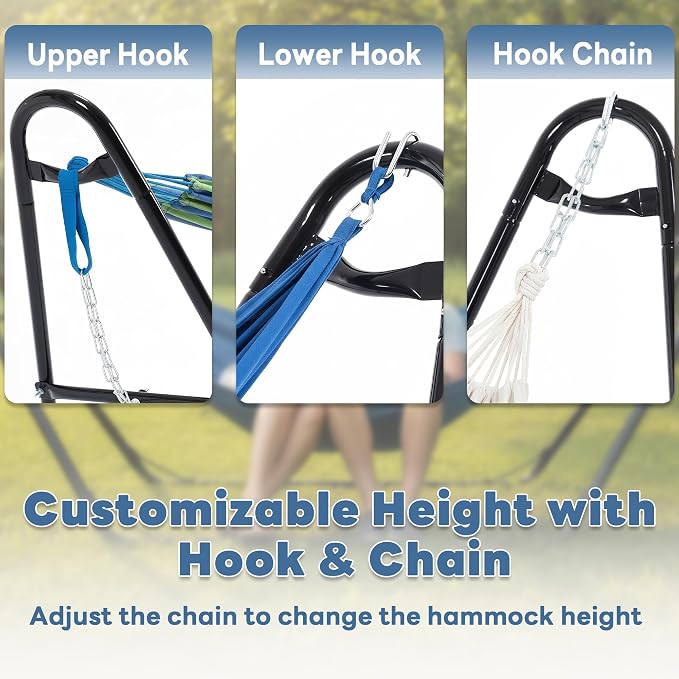 DUMOS Universal Double Hammock Stand Only, Heavy Duty Hammock Stands for 2 Person, Steel Stand for Indoor and Outside Garden Backyard Patio Pool Beach - Image 3