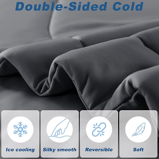 Cooling Comforter Twin Size, Double-Sided Cold Tech Fabric Quilted Bed Comforters Cooling Blanket for Hot Sleepers, Breathable Lightweight Summer Bedding, All-Season Ice Blanket, Dark Gray
