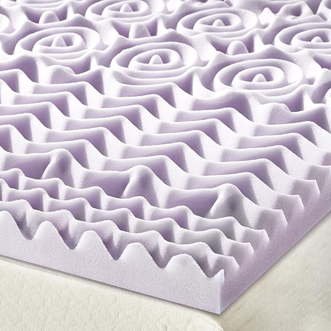 Mellow 2 Inch 5-Zone Memory Foam Mattress Topper, Soothing Lavender Infusion, Dorm Essentials, Twin