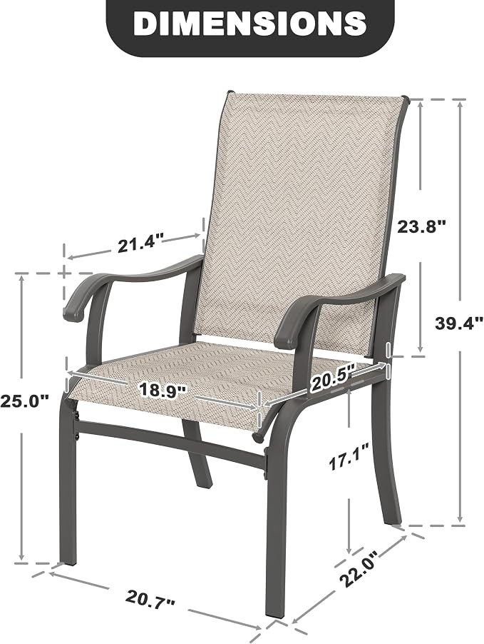 NUU GARDEN Patio Dining Chairs Set of 4, All Weather Textilene Patio Chairs,Powder-Coated Metal Frame Outdoor Patio Bistro Dining Chairs for Lawn Garden Backyard, Beige - Image 3
