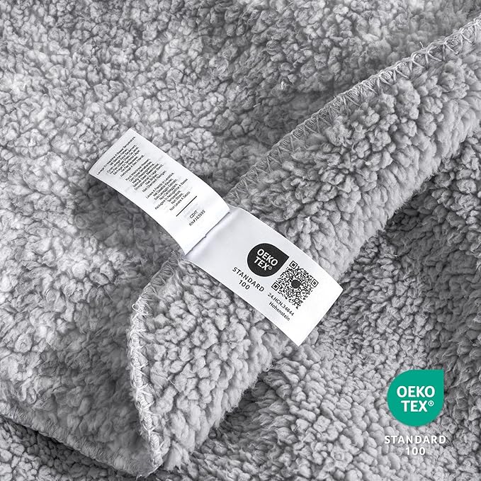 Cozy Bliss Luxury Sherpa Throw Blanket for Couch, Premium Reversible Plush Thick Throw, Warm Cozy Soft Blanket for Home and Gifts (Mottled Grey, 60" x 80")