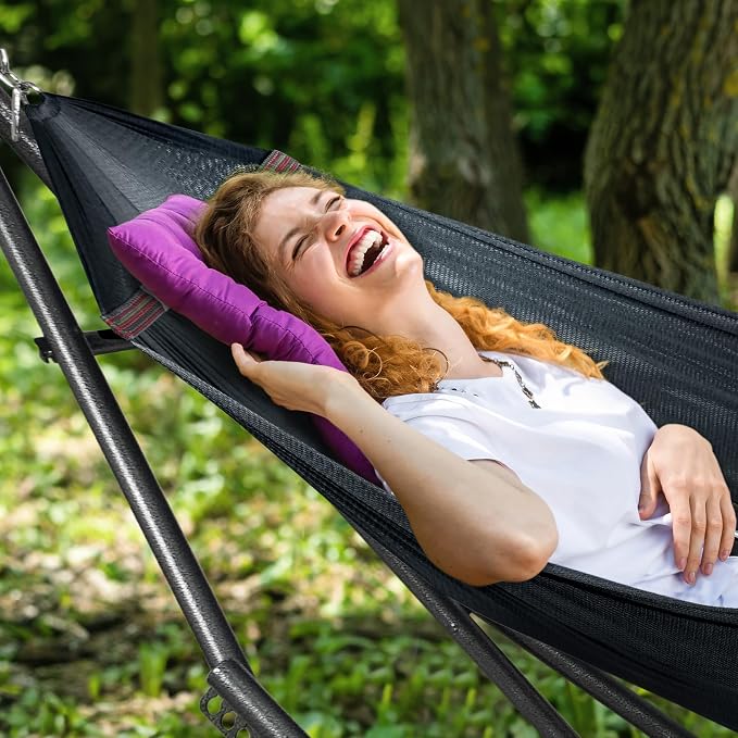 Tranquillo Universal Hammock Stand 600 lbs Capacity, Instant 20s Foldable, 3-Year Warranty Hammock with Stand, 2 Person Camping Revolutionary Portable No Screws, Premium Hammocks, Black - Image 5