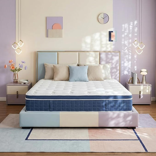 King Size Mattress - 14 Inch King Mattress- Hybrid Memory Foam Mattress,Pressure Relief, Cooling Breathable Cover, CertiPUR-US Certified, Bed-in-a-Box