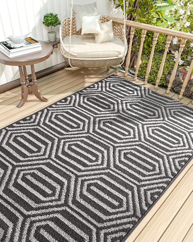 DEXI Front Door Mats for Entryway, 32x48 Non Slip Washable Low-Profile Entry Doormat, Absorbent Resist Dirt Inside Floor Entrance Mat, Patio, Black - Image 9