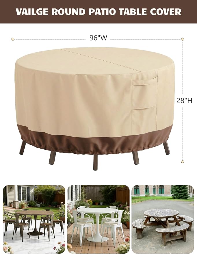 Patio Furniture Covers Waterproof, Outdoor Furniture Covers Waterproof Windproof with Padded Handles, Heavy Duty 600D Oxford Outdoor Table Chair Set Cover - Image 2