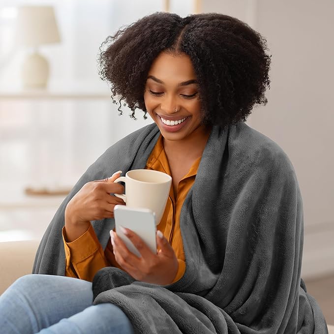 Utopia Bedding Fleece Blanket Throw XL Size Grey (50x70 Inches) Ultra Soft Warm Lightweight Anti-Static Cozy Blanket for Bed, Couch, Sofa and Chair, All-Season Home Decor Gift for Men & Women