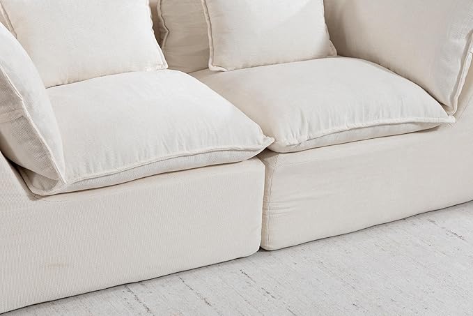 Chenille Modular Sectional Sofa Couch, Boneless Loveseat Cloud Couch for Living Room, Upholstered Compression Sofa in A Box w/Layers Seat Cushions, No Assembly Required | Plush, Wider Armrest