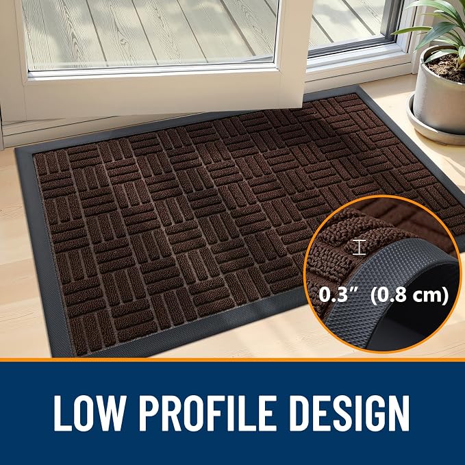 OLANLY Front Door Mat Outside Entrance 47x32, Absorbent, Heavy Duty Sturdy Natural Rubber Doormat Indoor Outdoor, Stain and Fade Resistant, Non-Slip Backing Low Profile Floor Mat for Entryway, Brown - Image 5