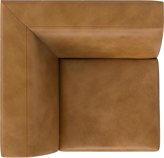 SIMPLIHOME Rex Corner Sofa Module in Full-Grain Genuine Leather, Sienna, 38-inches Wide, Handcrafted Modern-Style Corner Accent Chair for Living Room and Family Room