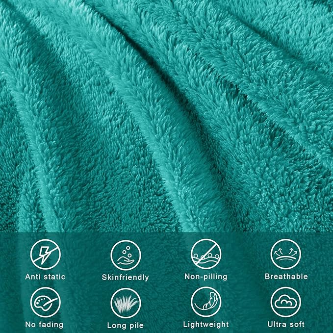 Exclusivo Mezcla King Size Blanket for Bed, Super Soft Velvet Plush Fleece Blankets, Fuzzy Cozy and Warm for Winter, 90x104 Inches, Teal