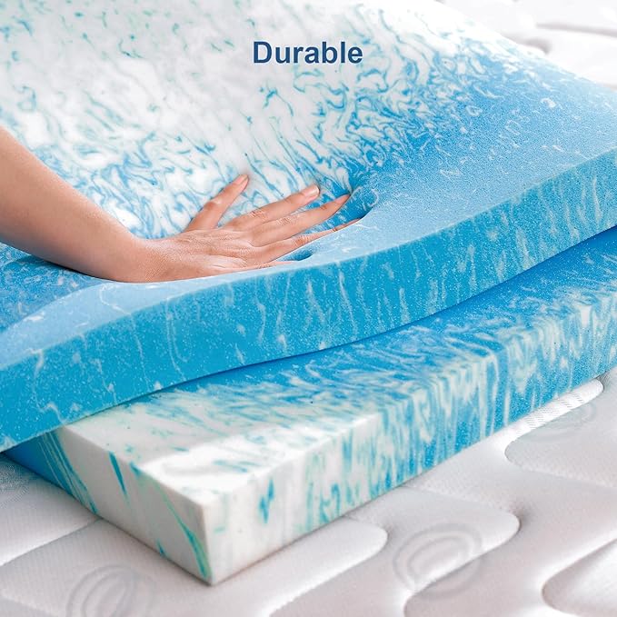 2 Inch Gel Memory Foam Mattress Topper, Full Size Cooling Bed Topper for Back Pain & Pressure Relief