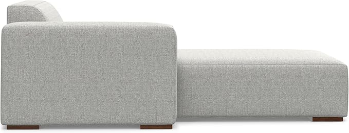 SIMPLIHOME Rex Left Chaise Sofa Module in 100% Recycled Polyester Tightly Woven Performance Fabric, Pale Grey, 44-inches W x 69.5-inches D, Handcrafted Modern-Style Left-Arm Chaise Lounge Chair