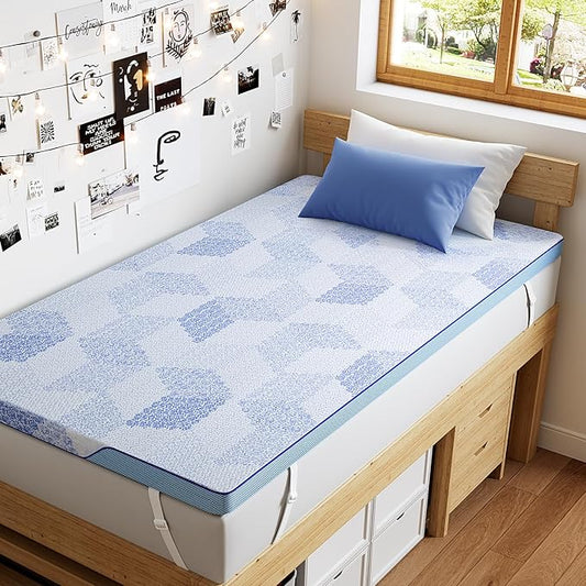 PERLECARE 3 Inch Twin Medium-Firm Memory Foam Mattress Topper, CertiPUR-US®, Cooling Bamboo Cover, Removable&Washable, Oeko-Tex Certified