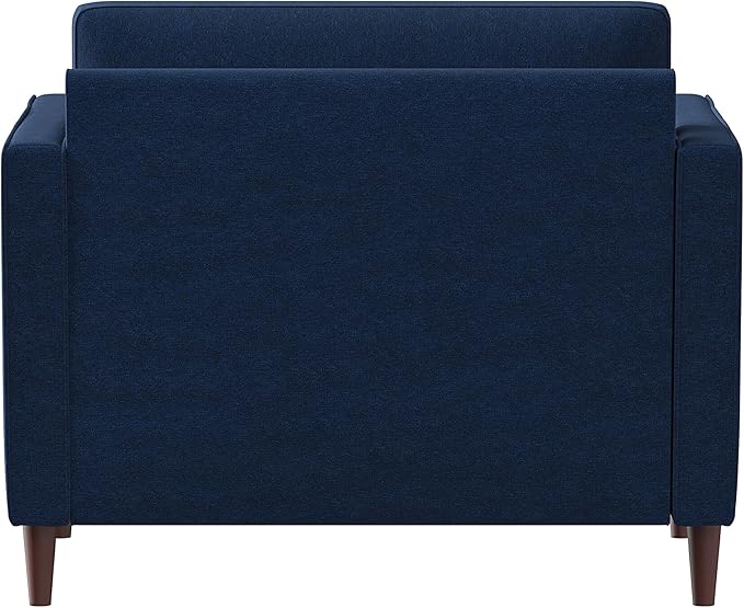 Studio Living® Lexington 39.4" Arm Chair, Mid-Century Modern, Pocket Coil Comfort, Easy Assembly, Woven Fabric, Navy Blue