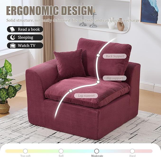 80.3" Cloud Loveseat Boneless Sofas for Living Room, 2 Seaters Modular Foam Cloud Sofa Couches, 2 Seat Compression Foam Couch with Toss Pillows, No Assembly Required