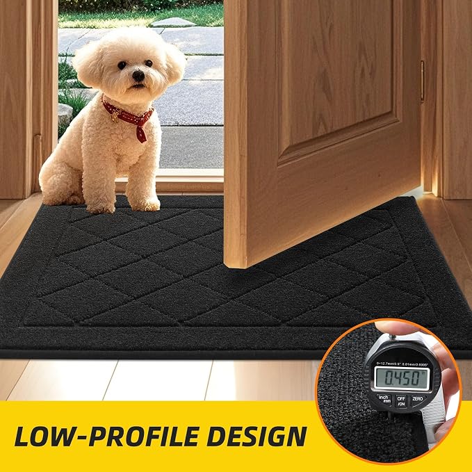 JSEI Dirt Trapper Door Mat 24"x36", Non-Slip Washable Entryway Mats, Dog Door Mat, Stain Resistant and Absorbent Floor Mats, Low Profile Welcome Mat for Front Back Door, Black - Image 6